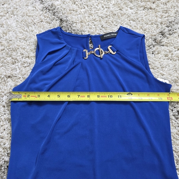 NWT Ivanka Trump Blue and Gold Accent Sleeveless Tank Top Size XS - Picture 7 of 7